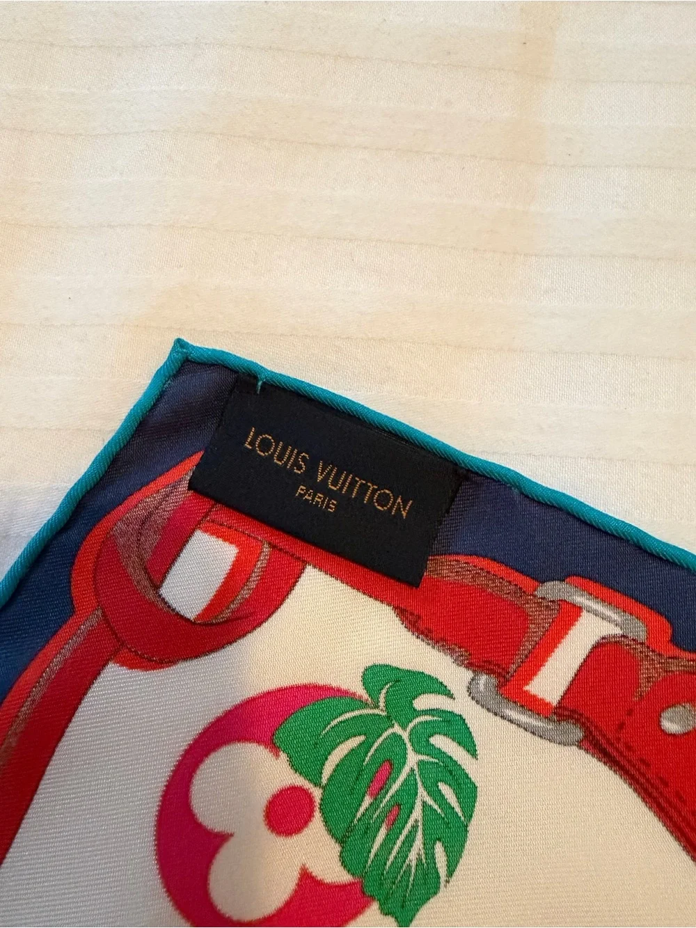 Authentic Louis Vuitton White Multicolor Silk Logo-Print Scarf